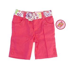 Toddler Girls 3T Pink Bermuda Shorts w/ Floral Waist - French Toast Clothing